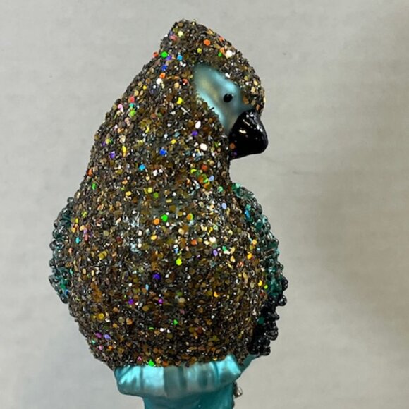 Glittered Blue Parrot Bird Christmas Tree Ornament 2.5"x 5" - Picture 8 of 14